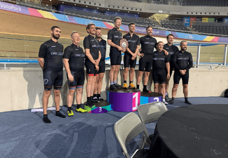 Day Aggregates cycling team standing on podium