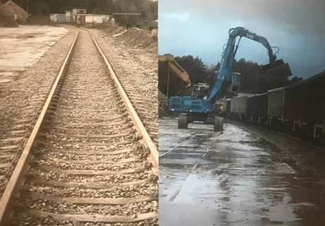 New working rail and a blue excavator