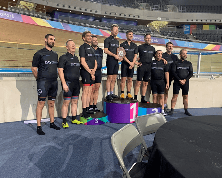 Day Aggregates cycling team standing on podium
