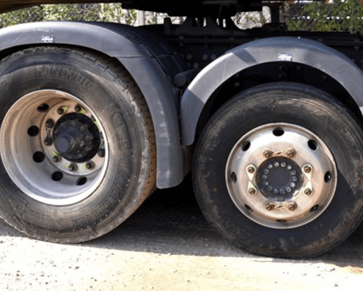 two lorry wheels