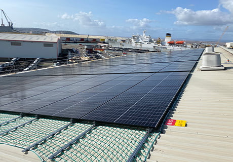 Multiple solar panels on a roof